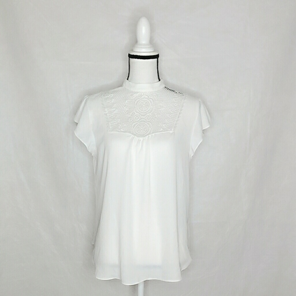 NWOT Express Sheer Cutout Lace Keyhole Blouse M